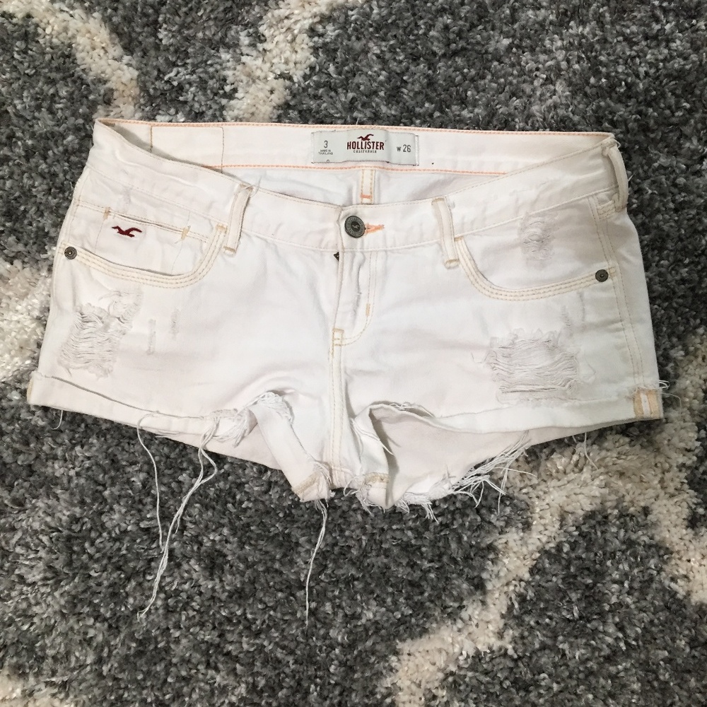 Hollister | White Distressed Denim Shorts